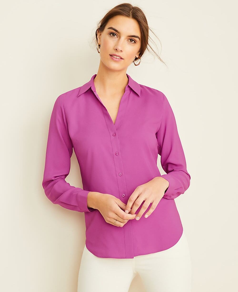 Ann Taylor 10-% Cotton Button-Down Shirt, Size 10, #1053